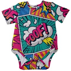 Comic Colorful Seamless Pattern Baby Short Sleeve Onesie Bodysuit