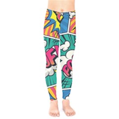 Comic Colorful Seamless Pattern Kids  Classic Winter Leggings