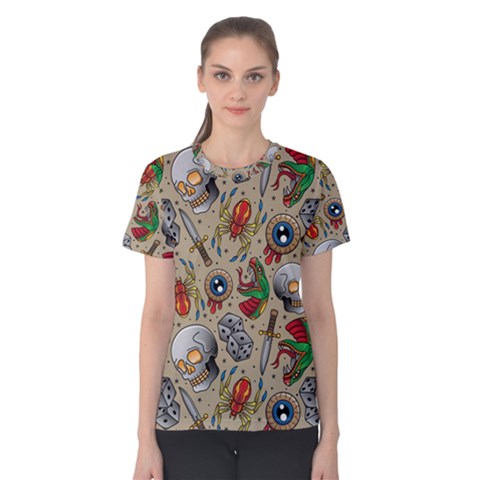 Tattoo Pattern Women s Cotton Tee by Pakemis