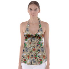 Tattoo Pattern Babydoll Tankini Top