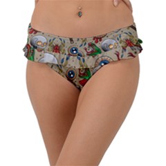 Tattoo Pattern Frill Bikini Bottom