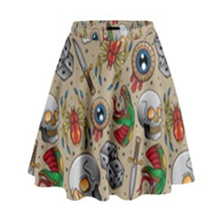 Tattoo Pattern High Waist Skirt by Pakemis