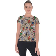 Tattoo Pattern Short Sleeve Sports Top 