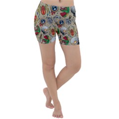 Tattoo Pattern Lightweight Velour Yoga Shorts