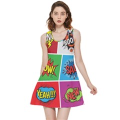 Pop Art Comic Vector Speech Cartoon Bubbles Popart Style With Humor Text Boom Bang Bubbling Expressi Inside Out Reversible Sleeveless Dress by Pakemis