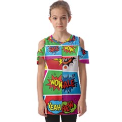 Pop Art Comic Vector Speech Cartoon Bubbles Popart Style With Humor Text Boom Bang Bubbling Expressi Fold Over Open Sleeve Top by Pakemis