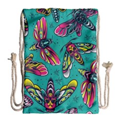 Vintage Colorful Insects Seamless Pattern Drawstring Bag (large) by Pakemis