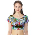 Graffiti Characters Seamless Patterns Short Sleeve Crop Top View1