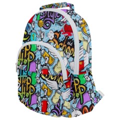 Graffiti Characters Seamless Patterns Rounded Multi Pocket Backpack by Pakemis