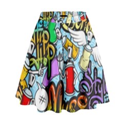 Graffiti Characters Seamless Patterns High Waist Skirt