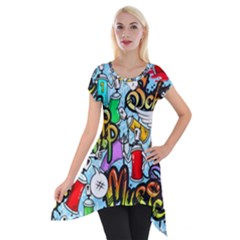 Graffiti Characters Seamless Patterns Short Sleeve Side Drop Tunic by Pakemis