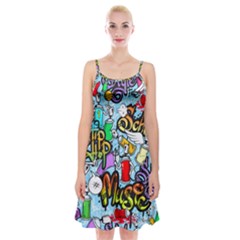 Graffiti Characters Seamless Patterns Spaghetti Strap Velvet Dress by Pakemis