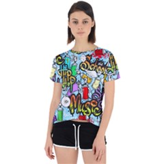 Graffiti Characters Seamless Patterns Open Back Sport Tee by Pakemis