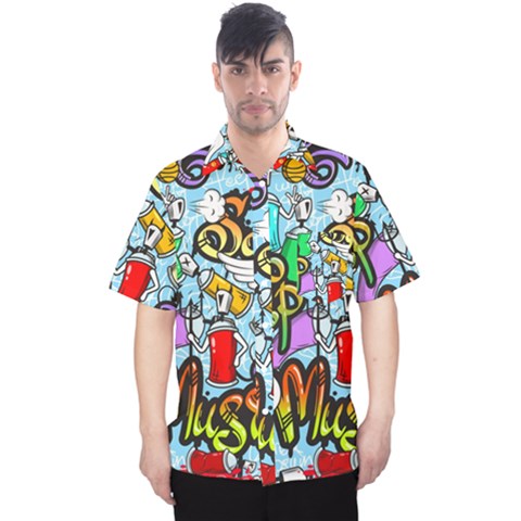 Graffiti Characters Seamless Patterns Men s Hawaii Shirt by Pakemis