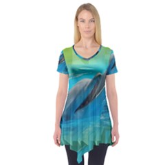 Beautiful Dolphins Short Sleeve Tunic  by Sparkle