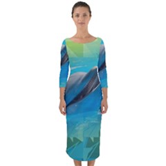 Beautiful Dolphins Quarter Sleeve Midi Bodycon Dress by Sparkle