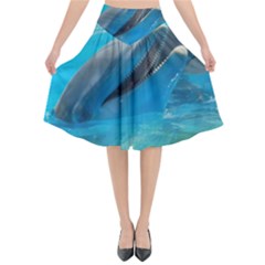 Beautiful Dolphins Flared Midi Skirt by Sparkle