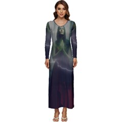 Beautiful Girl Long Sleeve Velour Longline Maxi Dress by Sparkle