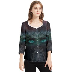 Vampire s Chiffon Quarter Sleeve Blouse by Sparkle