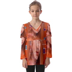 Geometricbeauty Kids  V Neck Casual Top by Sparkle