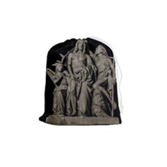 Catholic Motif Sculpture Over Black Drawstring Pouch (medium) by dflcprintsclothing