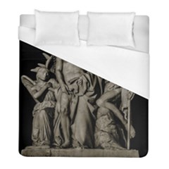 Catholic Motif Sculpture Over Black Duvet Cover (full/ Double Size) by dflcprintsclothing