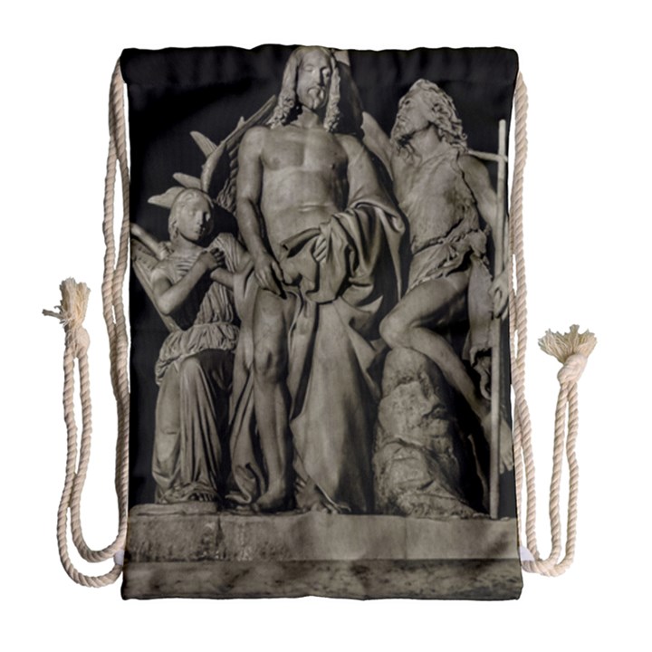 Catholic Motif Sculpture Over Black Drawstring Bag (Large)