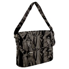 Catholic Motif Sculpture Over Black Buckle Messenger Bag