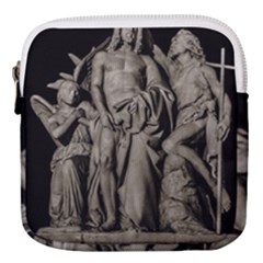 Catholic Motif Sculpture Over Black Mini Square Pouch by dflcprintsclothing