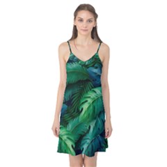 Tropical Green Leaves Background Camis Nightgown  by Pakemis