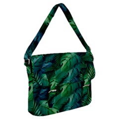 Tropical Green Leaves Background Buckle Messenger Bag by Pakemis