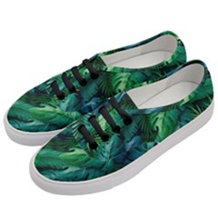 Tropical Green Leaves Background Women s Classic Low Top Sneakers by Pakemis