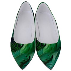 Tropical Green Leaves Background Women s Low Heels by Pakemis