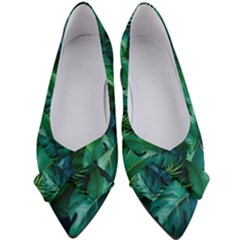 Tropical Green Leaves Background Women s Bow Heels by Pakemis