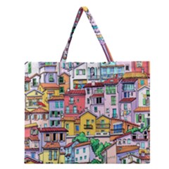 Menton Old Town France Zipper Large Tote Bag by Pakemis