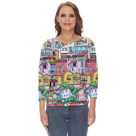 Menton Old Town France Cut Out Wide Sleeve Top by Pakemis