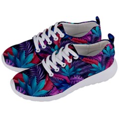 Background With Violet Blue Tropical Leaves Men s Lightweight Sports Shoes