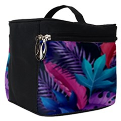 Background With Violet Blue Tropical Leaves Make Up Travel Bag (small) by Pakemis