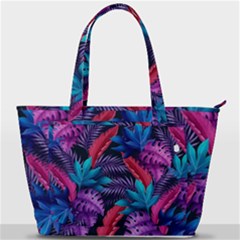 Background With Violet Blue Tropical Leaves Back Pocket Shoulder Bag  by Pakemis