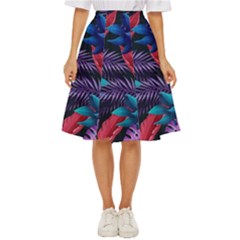 Background With Violet Blue Tropical Leaves Classic Short Skirt by Pakemis