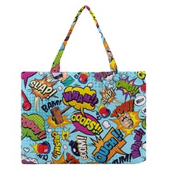 Comic Elements Colorful Seamless Pattern Zipper Medium Tote Bag by Pakemis