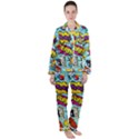 Comic Elements Colorful Seamless Pattern Women s Long Sleeve Satin Pajamas Set	 View1