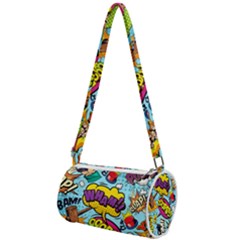 Comic Elements Colorful Seamless Pattern Mini Cylinder Bag by Pakemis