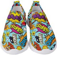 Comic Elements Colorful Seamless Pattern Kids  Slip On Sneakers by Pakemis