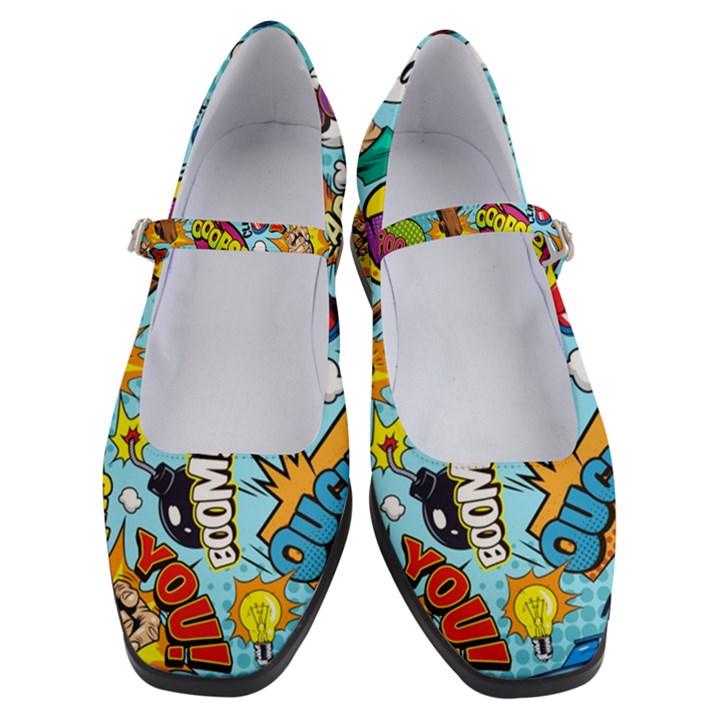 Comic Elements Colorful Seamless Pattern Women s Mary Jane Shoes