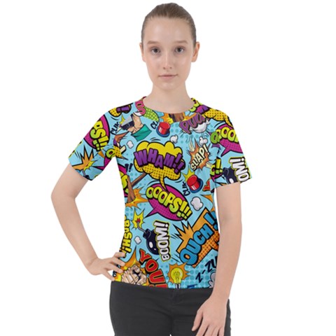 Comic Elements Colorful Seamless Pattern Women s Sport Raglan Tee by Pakemis