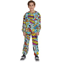 Comic Elements Colorful Seamless Pattern Kids  Sweatshirt Set by Pakemis