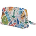 Travel Pattern Immigration Stamps Stickers With Historical Cultural Objects Travelling Visa Immigran Wristlet Pouch Bag (Large) View2