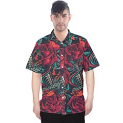 Vintage Flash Tattoos Designs Seamless Pattern Men s Hawaii Shirt