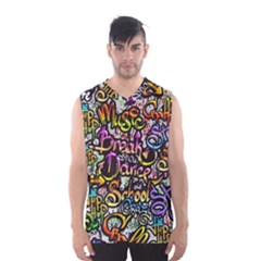 Graffiti Word Seamless Pattern Men s Basketball Tank Top by Pakemis